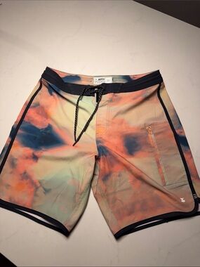 Jetty Men’s board shorts Sunset Cloud Print Swim Trunk - Peach/Blue